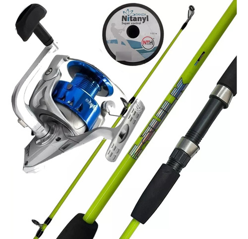 Combo Pesca Albatros Caña Hulk 210 + Reel Gold 3 Rul + Tanza