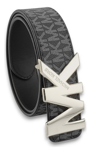 Cinturón Mk Michael Kors Moda Unisex Negro S 110cm Plateada