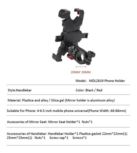 Imagen 9 de 10 de Soporte Porta Celular Motocicleta Bicicleta Base Smartphone
