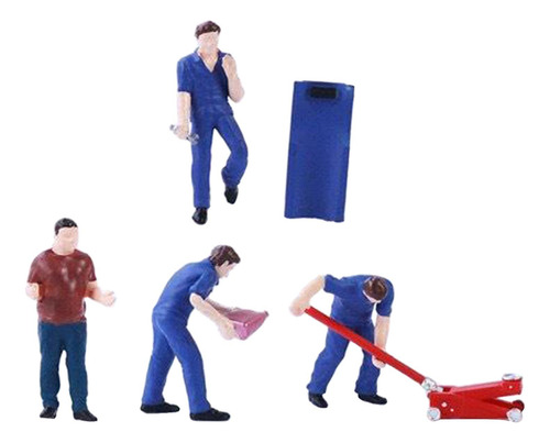 Mini Personaje Diorama Figura Auto Reparador Trabajador Azul