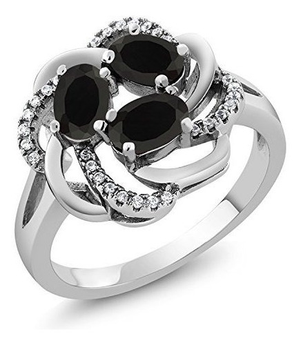 Anillo Plata 925 Ónix Negro Mujer