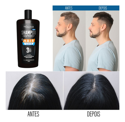 Shampoo Escurecedor 3 Em 1 C/ 130ml Nova Fórmula Tróia Hair