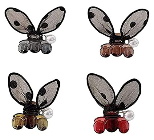 4 Pack Conejito Oreja Mariposa Pulpo Pelo Clips De X5pdo