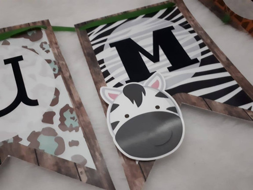 Letras 3d Cumpleaños Animales De La Selva Deco 14 Cm X 7