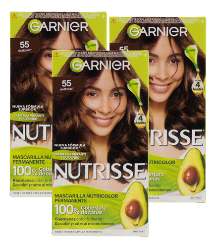 Tintura De Cabello Avellana 55 Pack (x3) - Garnier
