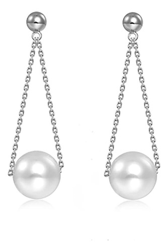 925 Silver Pearl Dangle Earrings Chain Women Teen Girls Pear