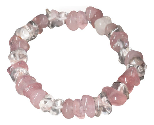 Pulseira Pedra Natural Do Amor Em Cristal E Quartzo Rosa 