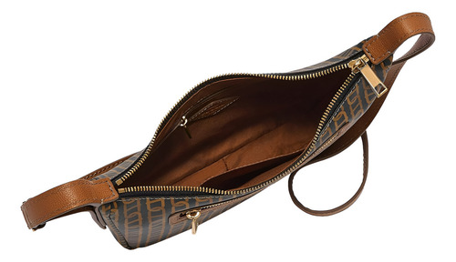 Fossil Bolsa Crossbody Cecilia Talla Única Acabado De Los Herrajes Dorados Color Marrón Correa De Hombro Marrón Claro Diseño De La Tela Cadenas