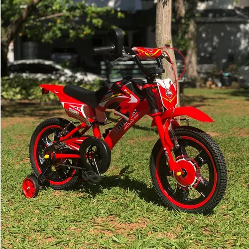 Bicicleta Masculina Infantil Aro 14 Bike Moto Cross Vermelha