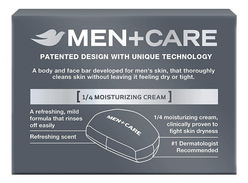Dove Mencare Clean Comfort Bodyface Bar, 4 Ounce, 6 Count
