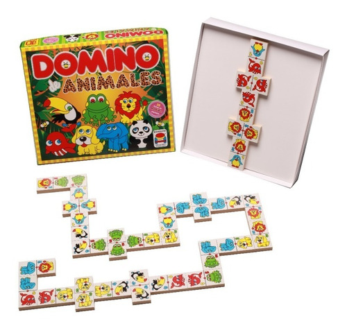 Juego Domino De Animales 28 Fichas Madera Banquito Argentino