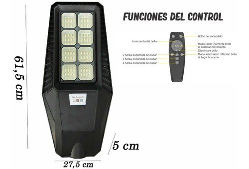 Imagen 3 de 5 de Lámpara Solar De Alumbrado Público 100w + Soporte