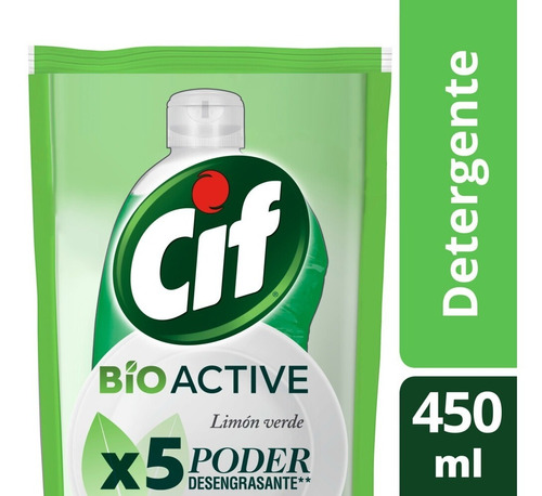 Cif Detergente Bio Active Doy Pack Limon Verde 450ml