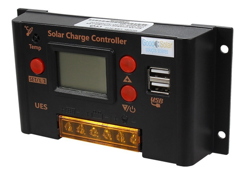 Controlador De Carga Solar 12v/24v 10a 2x Usb 5v Ues-2410