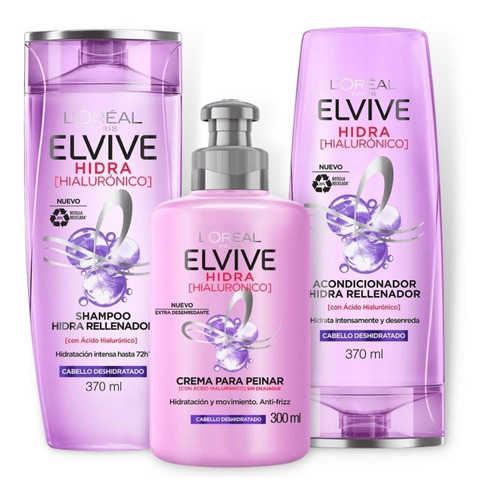 Kit Elvive Acido Hialurónico Shampoo + Acond + Crema Peinar