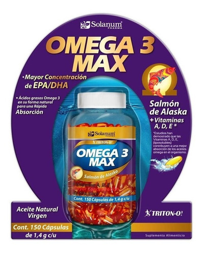 Solanum Omega 3 De Salmón De Alaska + Vitaminas 150 Caps Sfn Sabor Sin sabor