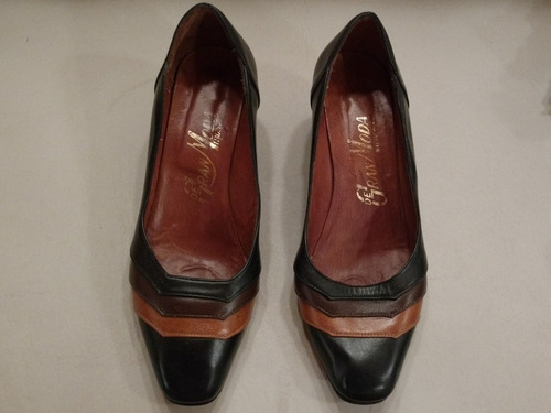 Zapatos De Señora Cuero Negro Num 38 Como Nuevos Excelentes!