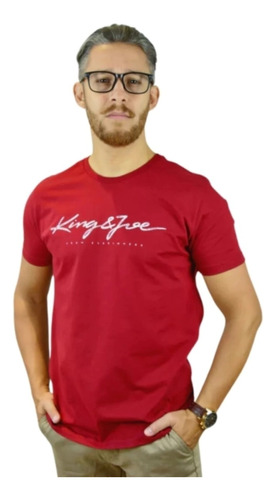 Camiseta Masculina Slim Assinatura Kingjoe 100% Algodão 