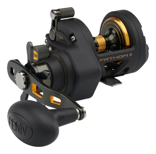 Reel Rotativo Penn Fathom Ii 12 Para Lance Color Negro Lado De La Manija Derecho