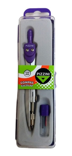 Compas Escolar Metalico Pizzini 125mm C/estuche C/2minas