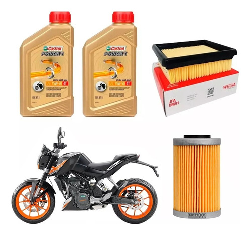 Kit Service Ktm Duke 200 390 Filtros + Aceite Power 1 Sia++