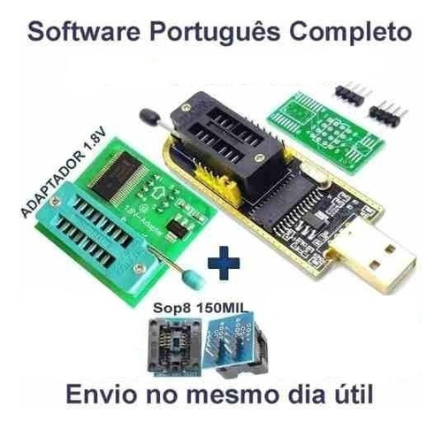 Kit Gravador Programador+adaptador 1.8v+adaptador+ 150mil