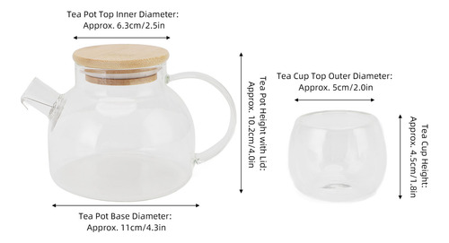 Bule De Vidro 500ml Conjunto De Bules De Vidro De 6 Xícaras
