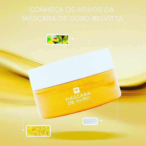 Imagem 2 de 9 de Máscara De Ouro 24k 200g Belvittà Antiage Com Flocos De Ouro
