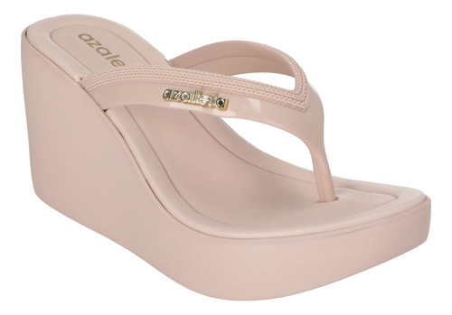 Sandalias Azaleia Hanna Soft High Plat Thong-569 Nude Claro