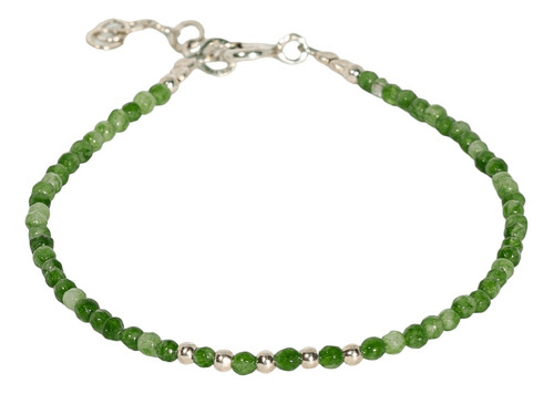 Pulsera Agata Verde Con Adornos Y Terminaciones De Plata 925