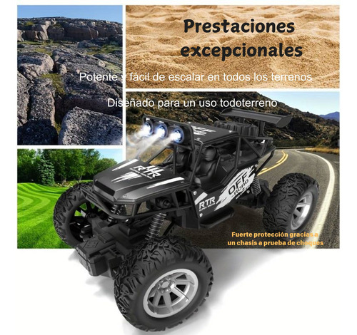 Todo Terreno Rc Control Remoto Recargable Carro Con 3 Luces