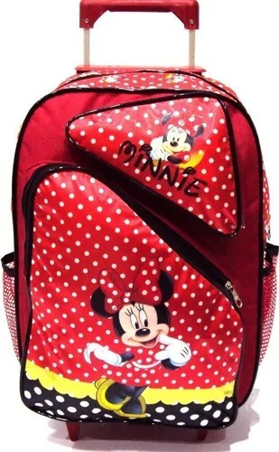Mochila Escolar Minnie Mouse Bolinhas Tam G Rodinhas Meninas Cor Vermelho