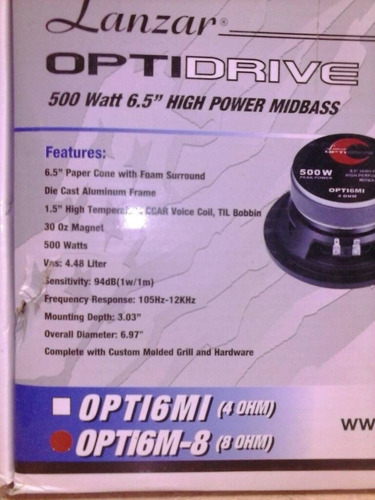 Medios Lanzar Optidrive 500watt 6.5  8ohm