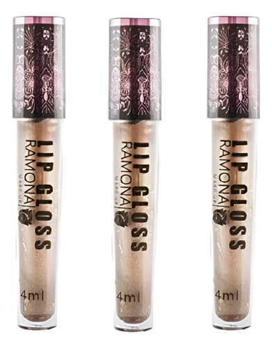 Kit 3 Lip Gloss Hidra. Cor 02 Acobreado 4ml - Ramona Make Up