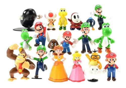 Set Super Mario Bros Pvc Figuras De Accion 18 Unids, 3-7cm 