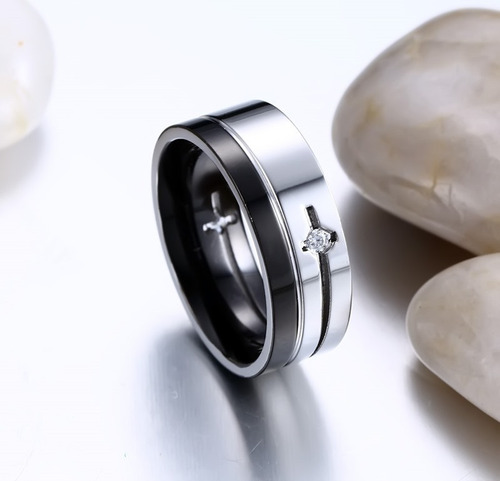 Anillo Elegante De Acero Para Bodas- Compromisos.