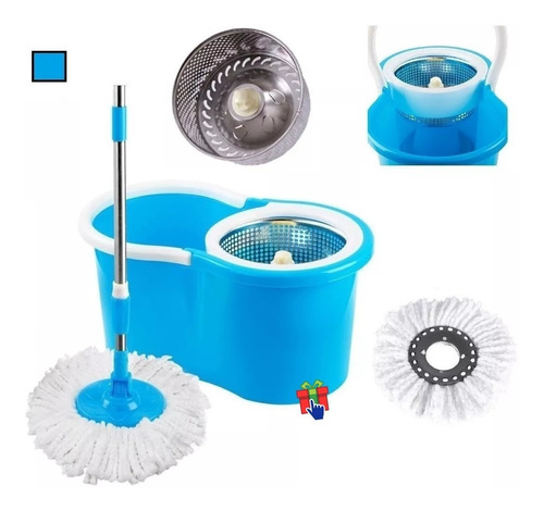 Spin Mop Balde Con Lampazo Trapeador Mopa Centrifugo Acero