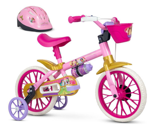Bicicleta Aro 12 Princesa Nathor + Rodinha E Capacete