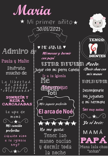  Pizarra Poster Editable Ovejita Rosada