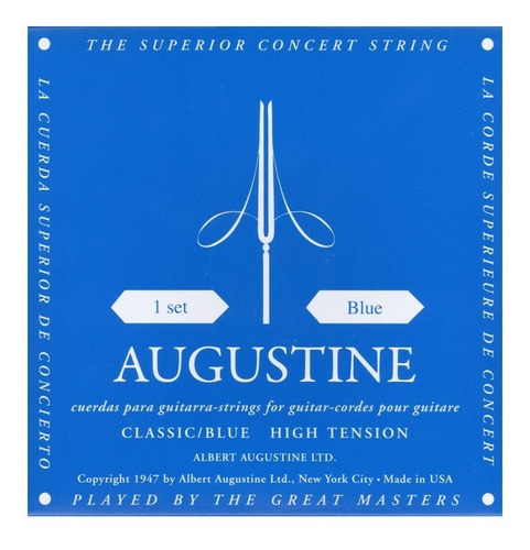Imagen 1 de 1 de Encordado Guitarra Clasica Augustine Tension Alta C-blue