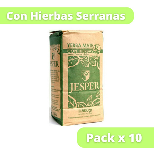 10 Yerba Mate Jesper Con Hierbas X 500grs Caba 5kg