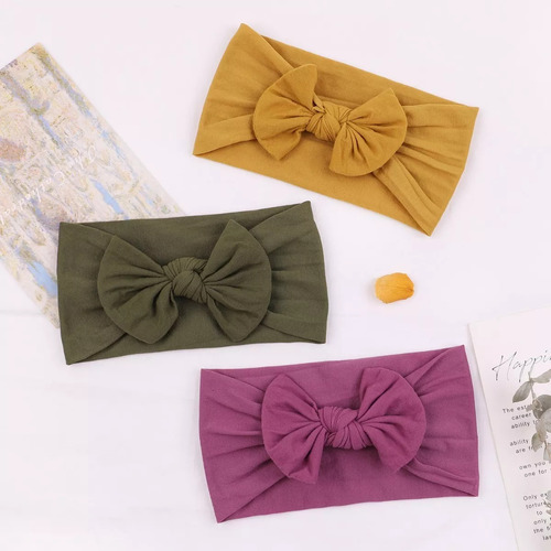 Diademas Niñas Bebes Turbante Moño Banda Elástica Moda F Color Paq 2