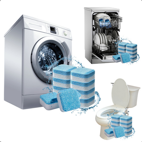 Kit 12 Tabletes Pastilhas Limpar Máquina Lavar Roupa Limpeza