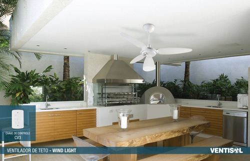 Ventilador de teto Ventisol Wind branco com 3 pás de plástico, 960 mm de diâmetro 127 V