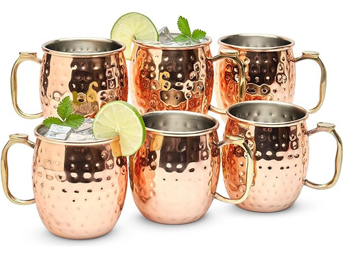 Kitchen Science Moscow Mule Juego 6 Tazas Cobre Con Forro Ac