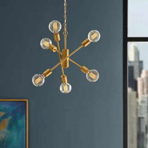 Lampara De Techo Colgante Moderna Candelabro 6 Luces 110v Estructura Dorado