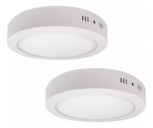 Pack X10 Focos Led Panel Plafon Sobrepuesto Redondo 18w