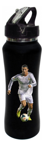 Termo Pitillo Cr7 Ronaldo Botilito Negro 650ml 