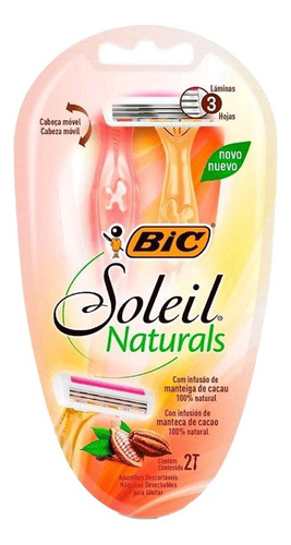 Maquinita Afeitar Bic Soleil Naturals 3 Filos Pack X2 
