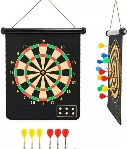 Juego De Tablero Dardos Magnético Doble Cara + Dardos 6pcs